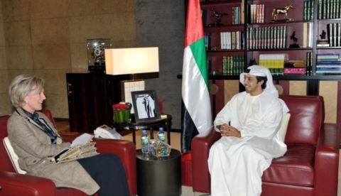 منصور بن زايد يستقبل الأمين العام لبرنامج الشراكة الدولية لمكافحة الملاريا
