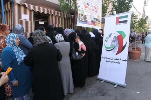 مؤسسة خليفة الإنسانية تطلق حملة غذائية للنازحين السوريين في شمال لبنان
